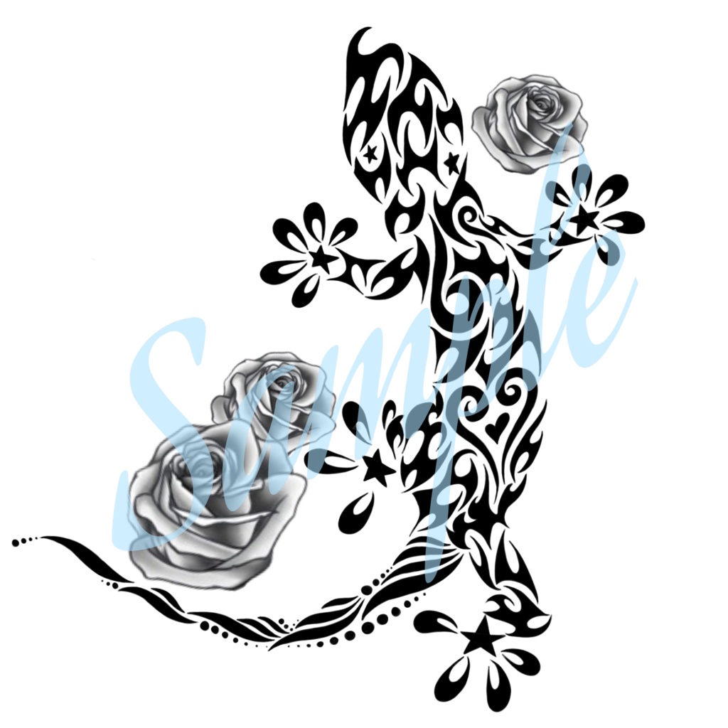 ヤモリと薔薇 tattoo