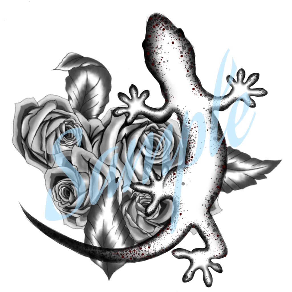 ヤモリと薔薇 tattoo
