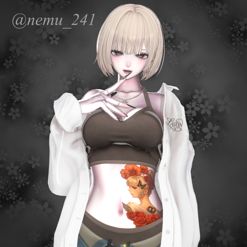 花魁と花のtattoo　(服ペイント)