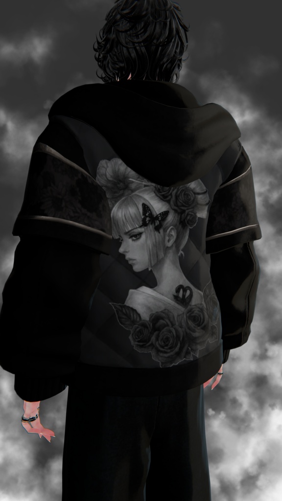 花魁と花のtattoo (服ペイント)