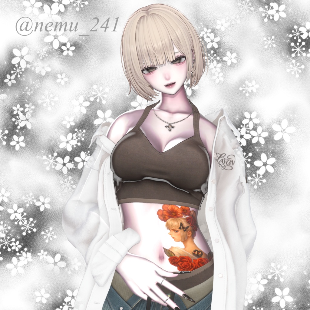 花魁と花のtattoo (服ペイント)