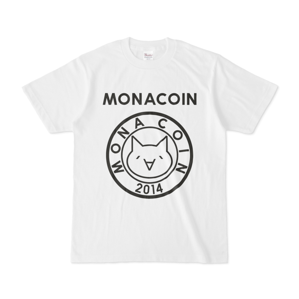 Tシャツ リアルモナコイン表柄 文字有 白地 黒