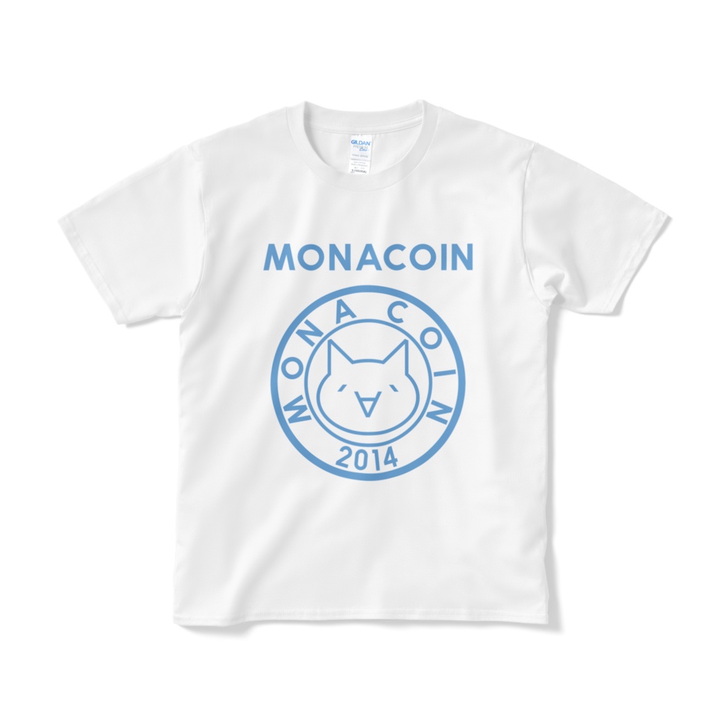 Tシャツ リアルモナコイン表柄 文字有 白地 ターコイズ