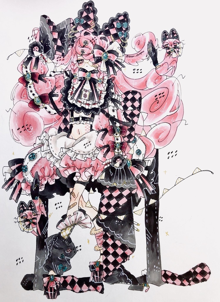 原画 ( Black × Pink =♡♡♡ )