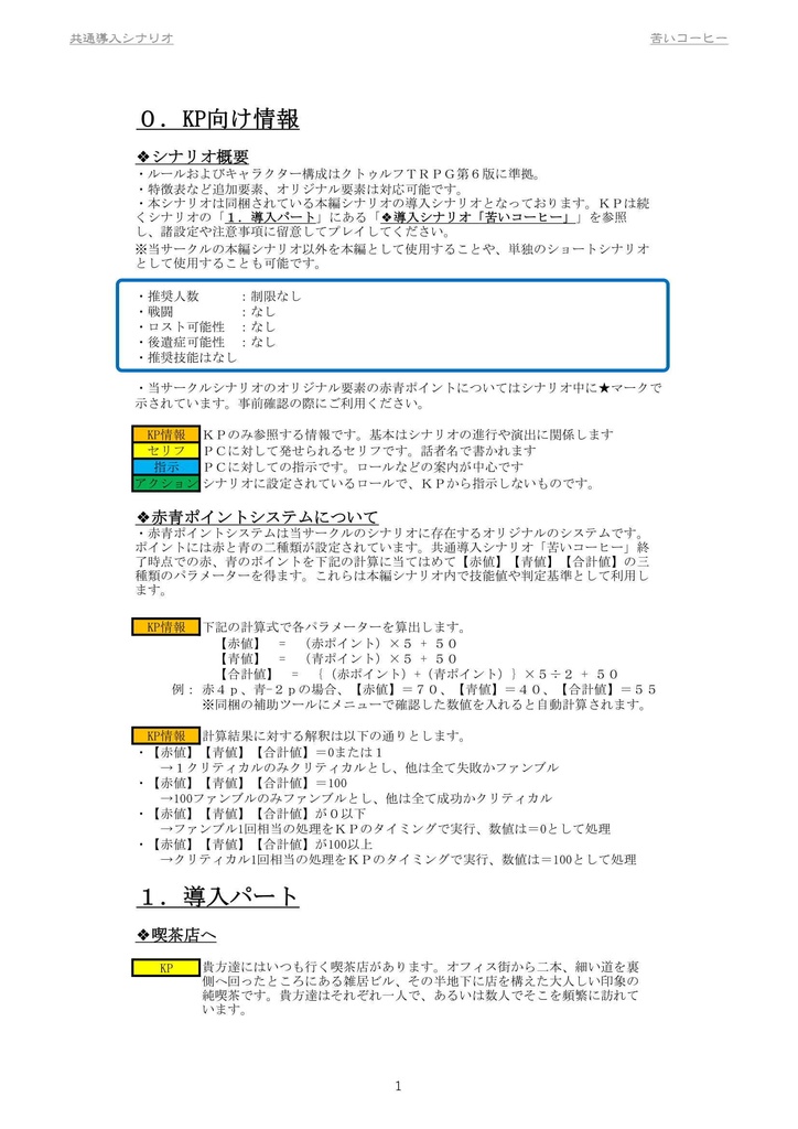 【CoC】001「吊るされた男の部屋」(2~4人向け)