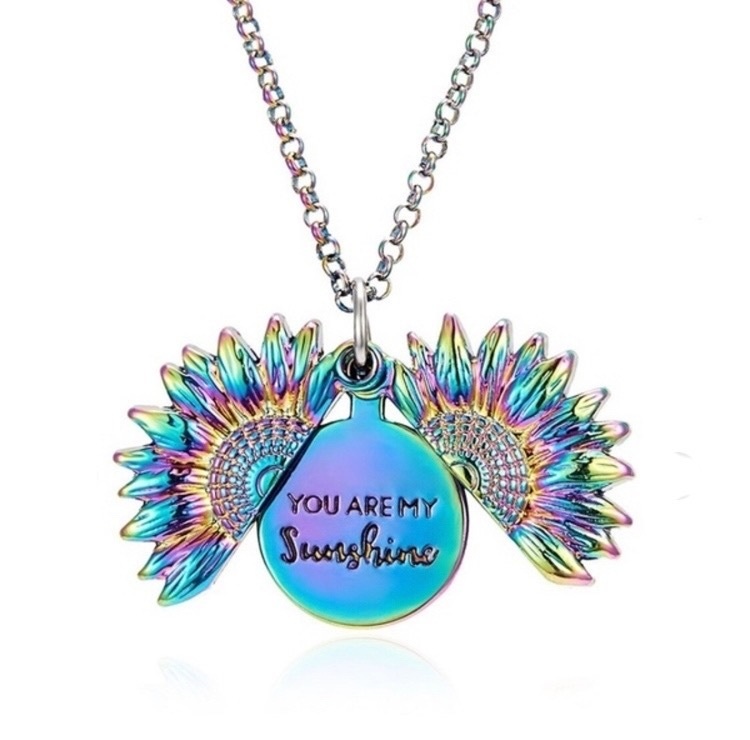 虹色マルチカラーカラクリヒマワリペンダント