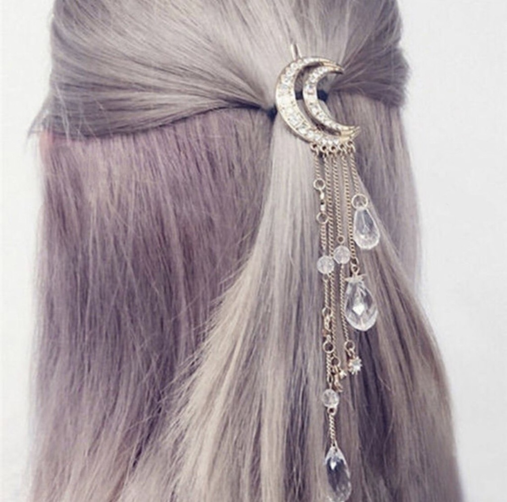 月と雫のヘアアクセサリー