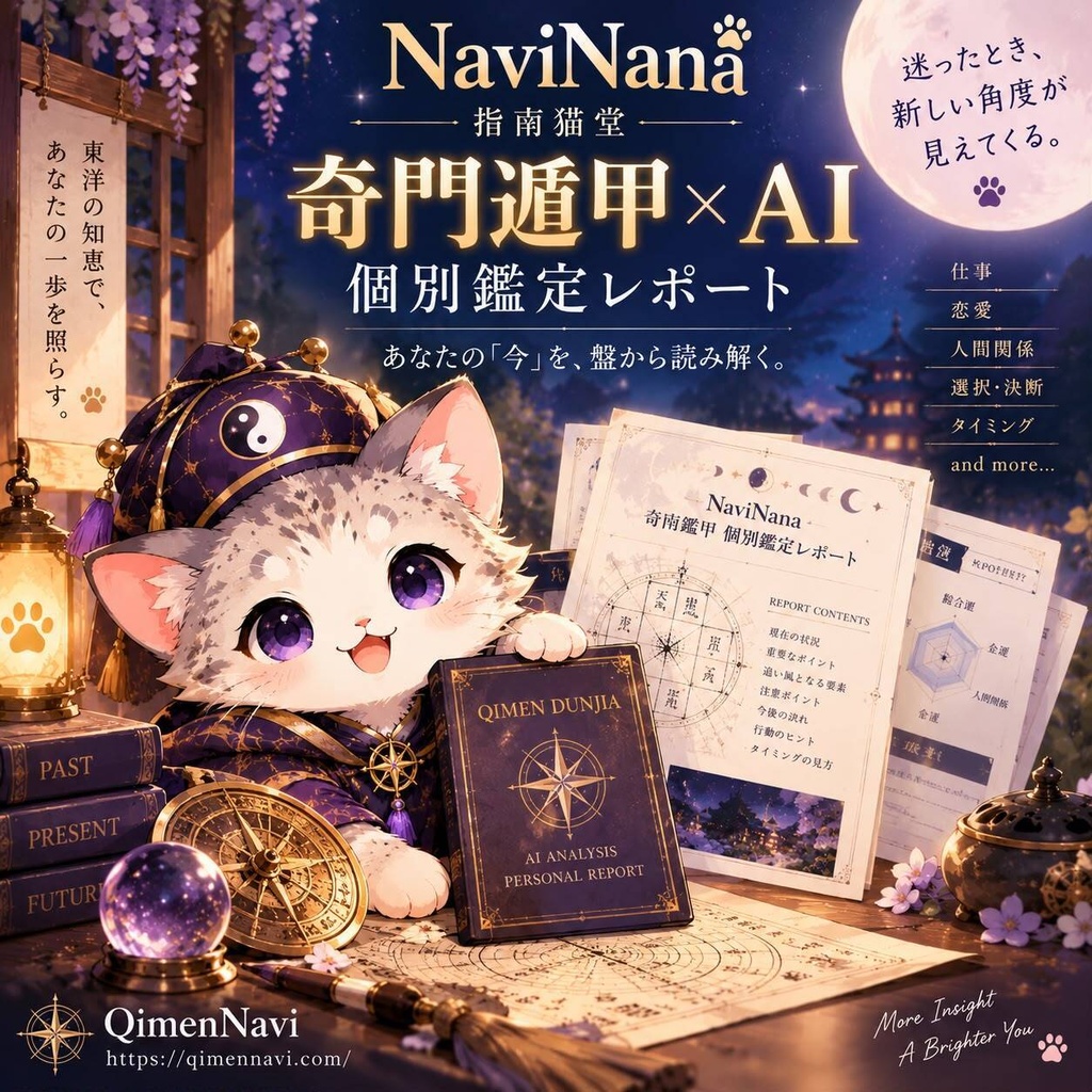 【奇門遁甲×AI占い】個別鑑定レポート|恋愛・仕事・金運・人間関係〈1問〉【日本語PDF/選べる2デザイン】