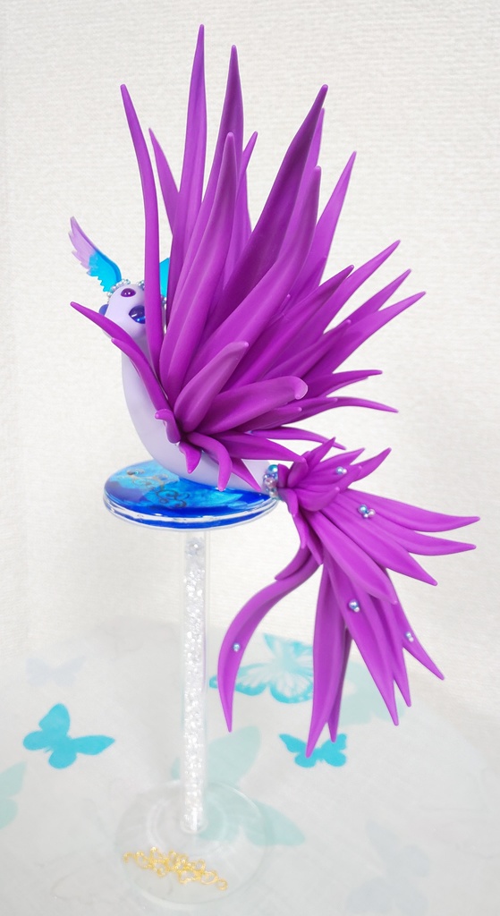 【55】フェニックスドラゴン(ガラス製台座付き)(ライトパープル×パープル〉