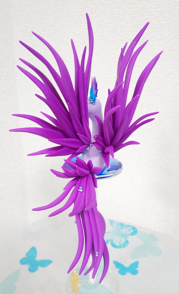 【55】フェニックスドラゴン(ガラス製台座付き)(ライトパープル×パープル〉