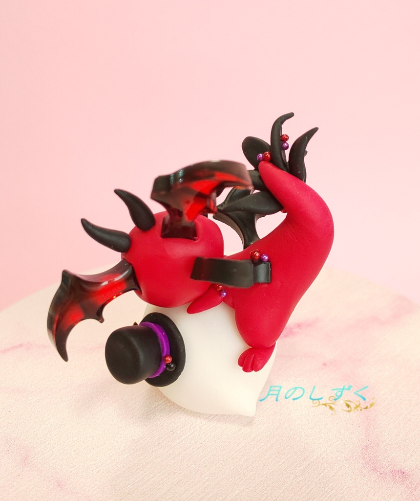 【65】ハロウィン限定!! マシュマロお化けにしがみつくちびドラゴン(レッド)