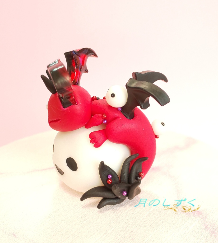 【66】ハロウィン限定!! マシュマロお化けの上で眠るちびドラゴン(レッド)