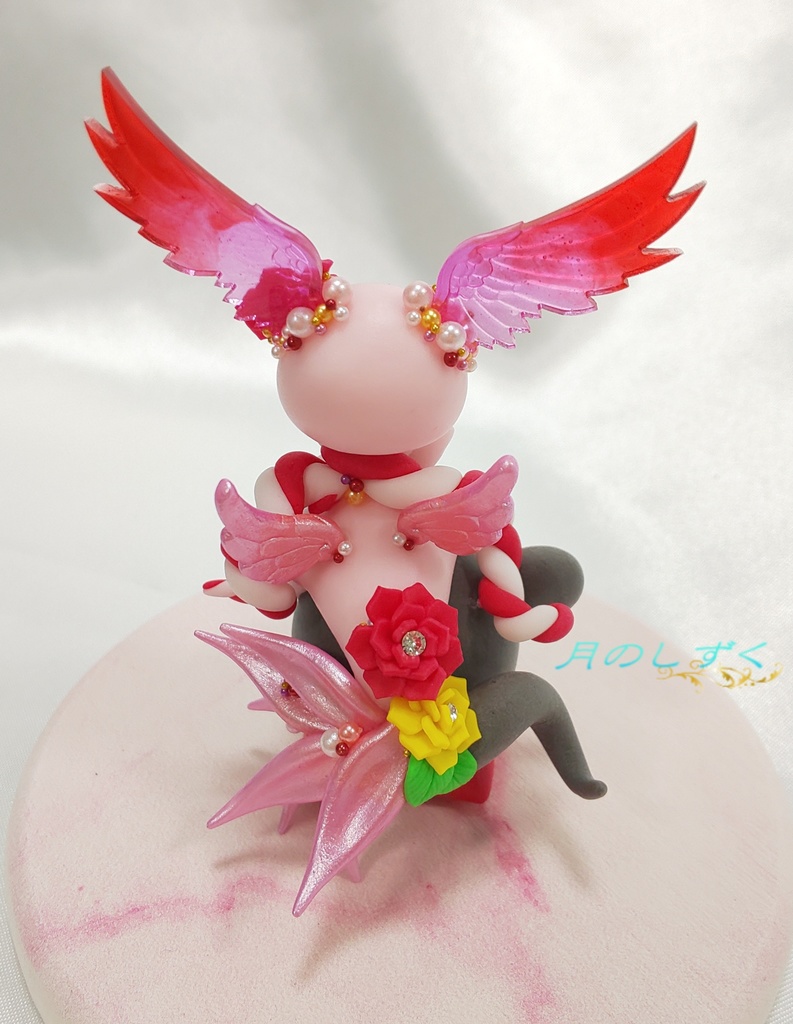 【83】お正月限定!! 干支ねずみに乗る羽耳ドラゴン(パールピンク)