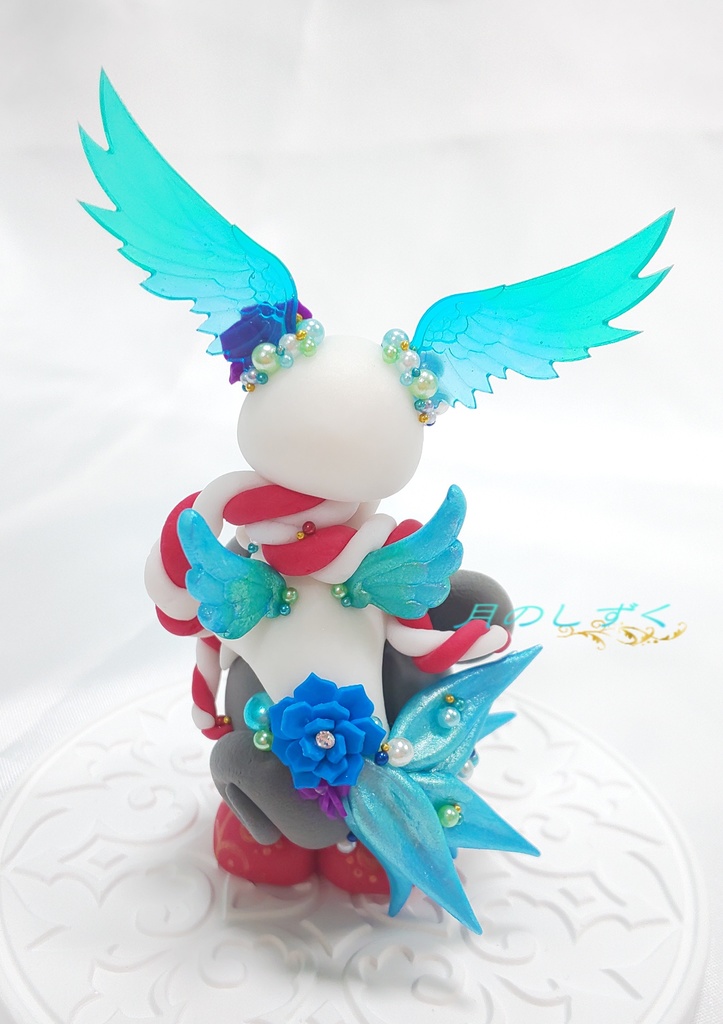 【84】お正月限定!! 干支ねずみに乗る羽耳ドラゴン(パールブルー)