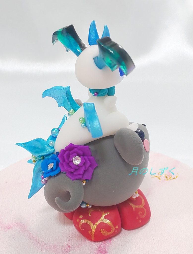 【87】お正月限定!! 干支ねずみに乗るちび悪魔ドラゴン(パールブルー)