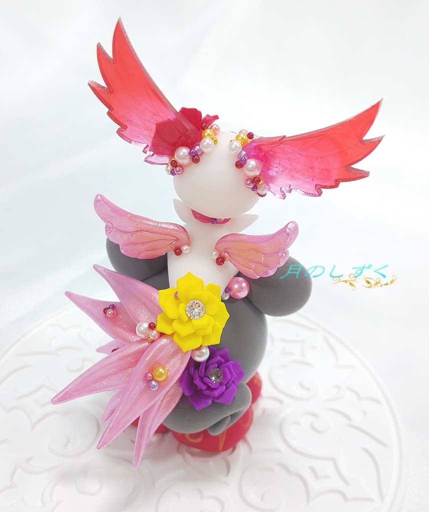 【88】お正月限定!! 干支ねずみに乗るちび羽耳ドラゴン(パールピンク)