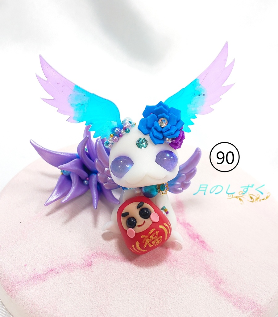 【90】お正月限定！！　ちぴダルマを抱っこする羽耳ドラゴン（パールパープル）