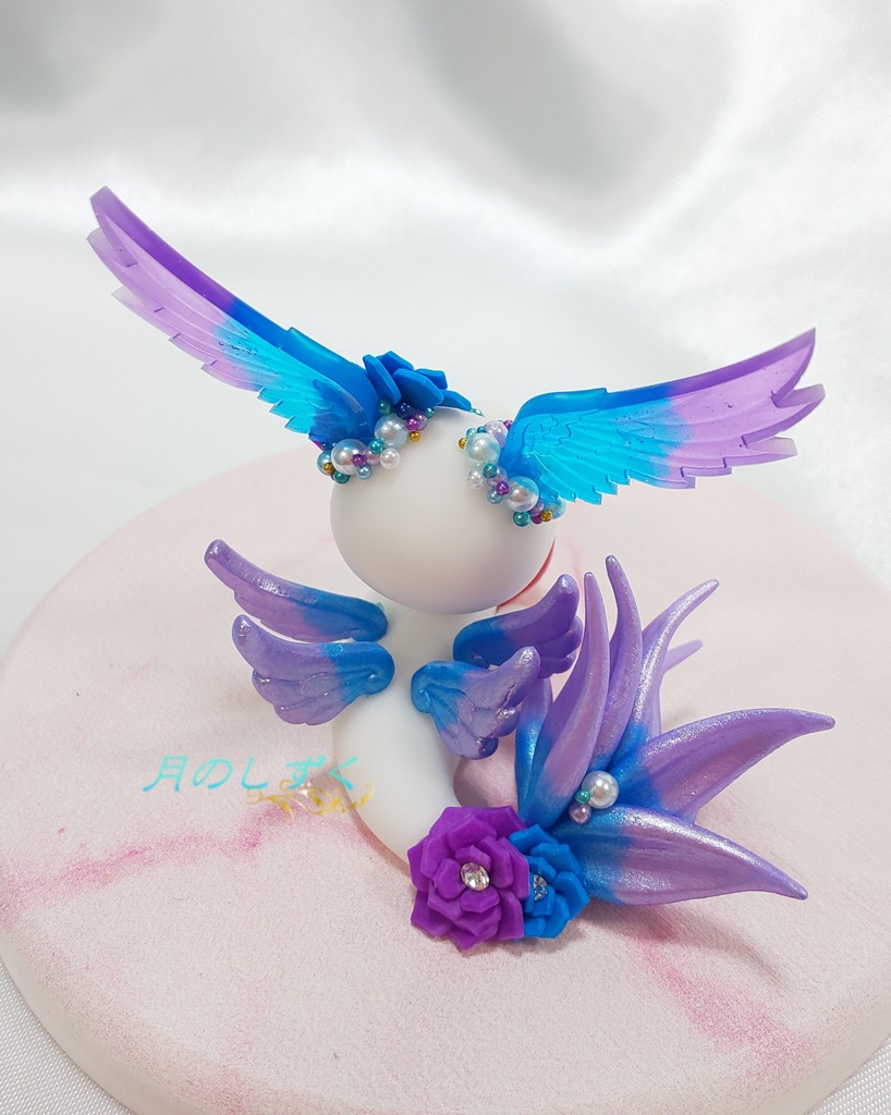 【90】お正月限定!! ちぴダルマを抱っこする羽耳ドラゴン(パールパープル)