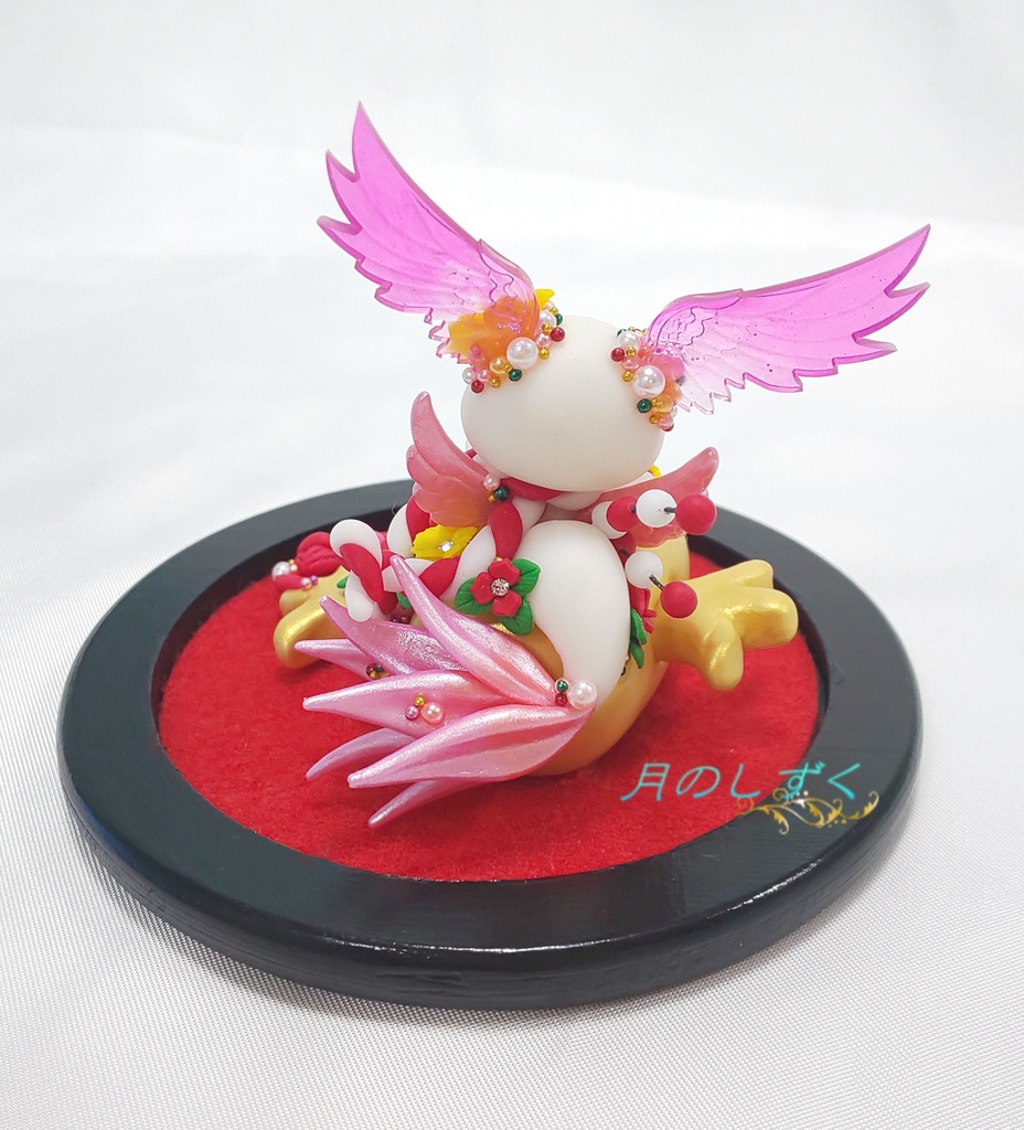 【93】お正月限定!! 打出の小槌ではしゃぐ羽耳ドラゴン(パールピンク)台座付き