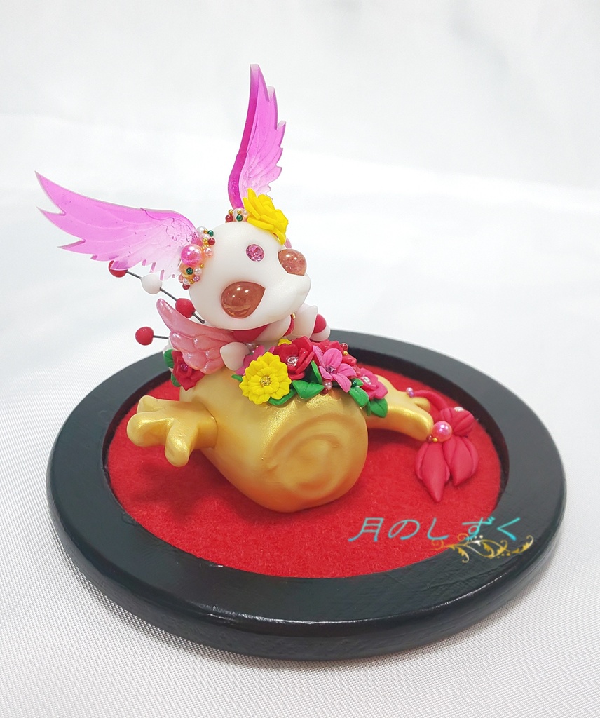 【93】お正月限定!! 打出の小槌ではしゃぐ羽耳ドラゴン(パールピンク)台座付き