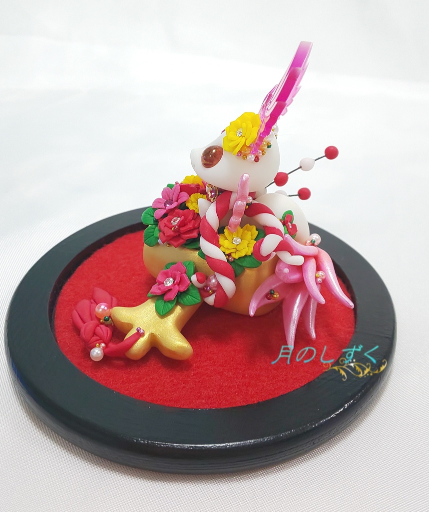 【93】お正月限定!! 打出の小槌ではしゃぐ羽耳ドラゴン(パールピンク)台座付き