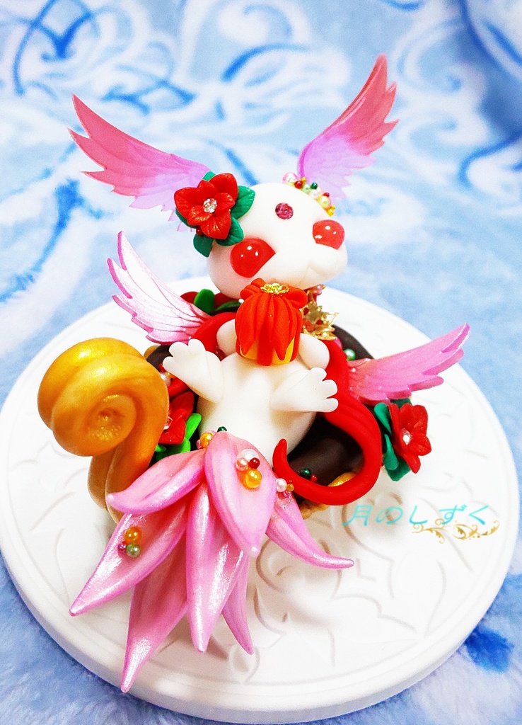 【109】クリスマス限定!! ソリでプレゼントを運ぶ羽耳ドラゴン(パールピンク)