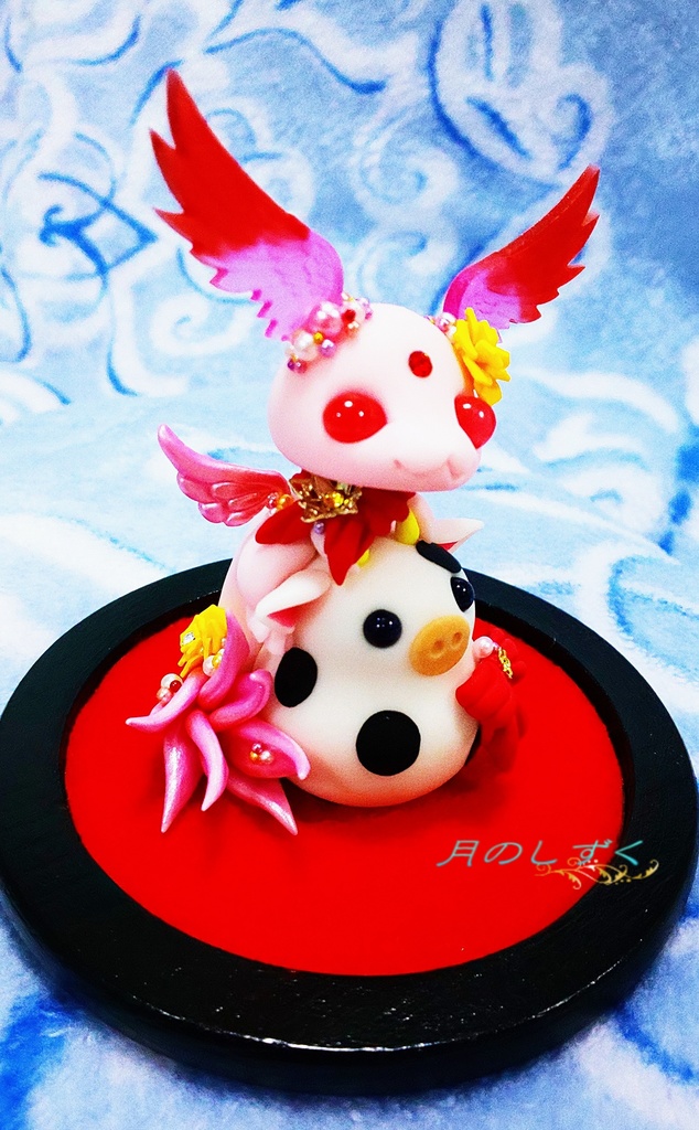 【113】お正月限定!! 干支丑に乗る羽耳ドラゴン(パールピンク)