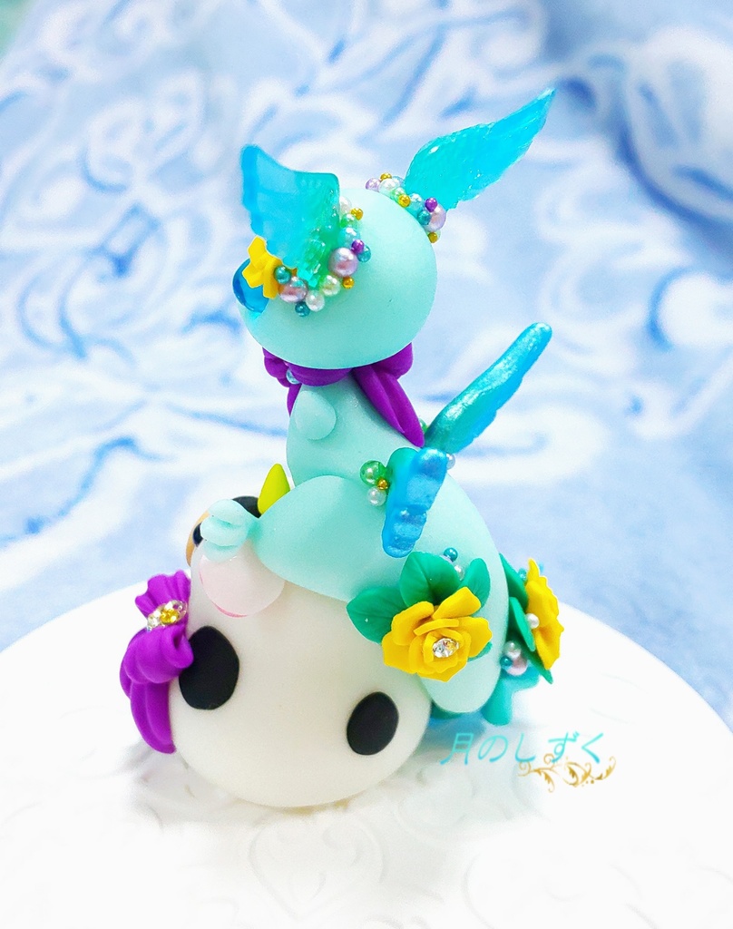 商品番号:【115】お正月限定!! 干支丑に乗る羽耳ちびドラゴン(パールブルー)