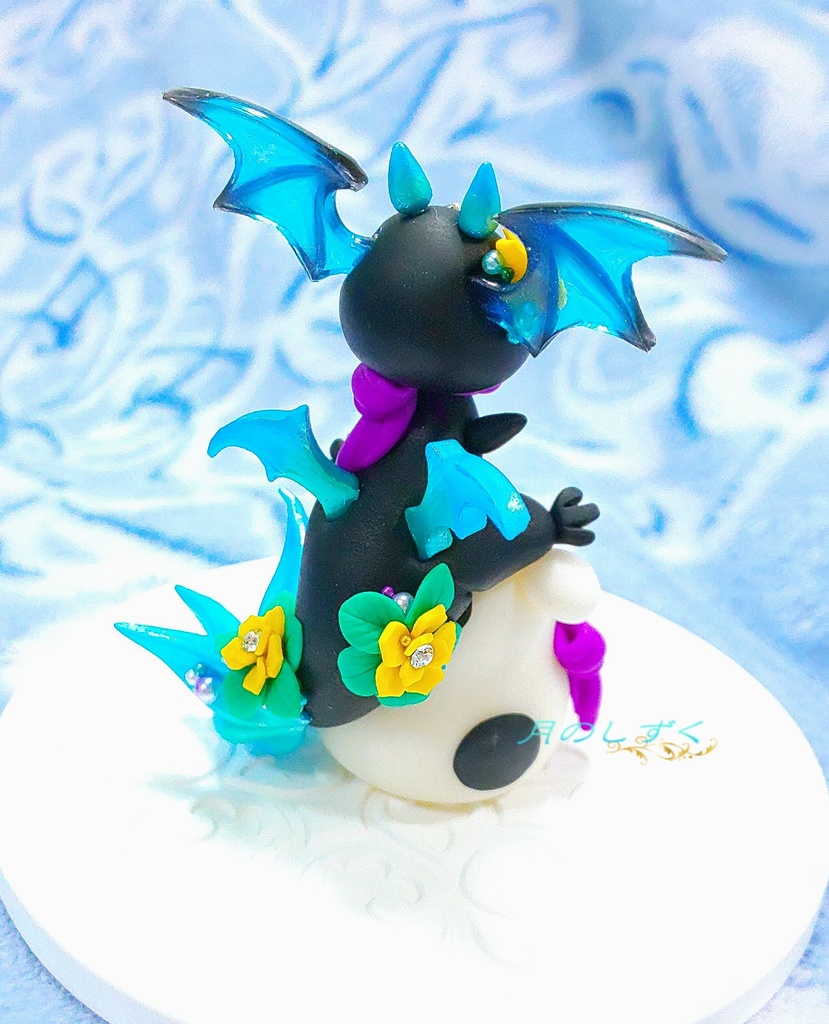 【116】お正月限定!!干支丑に乗るちび悪魔ドラゴン(パールブルー)