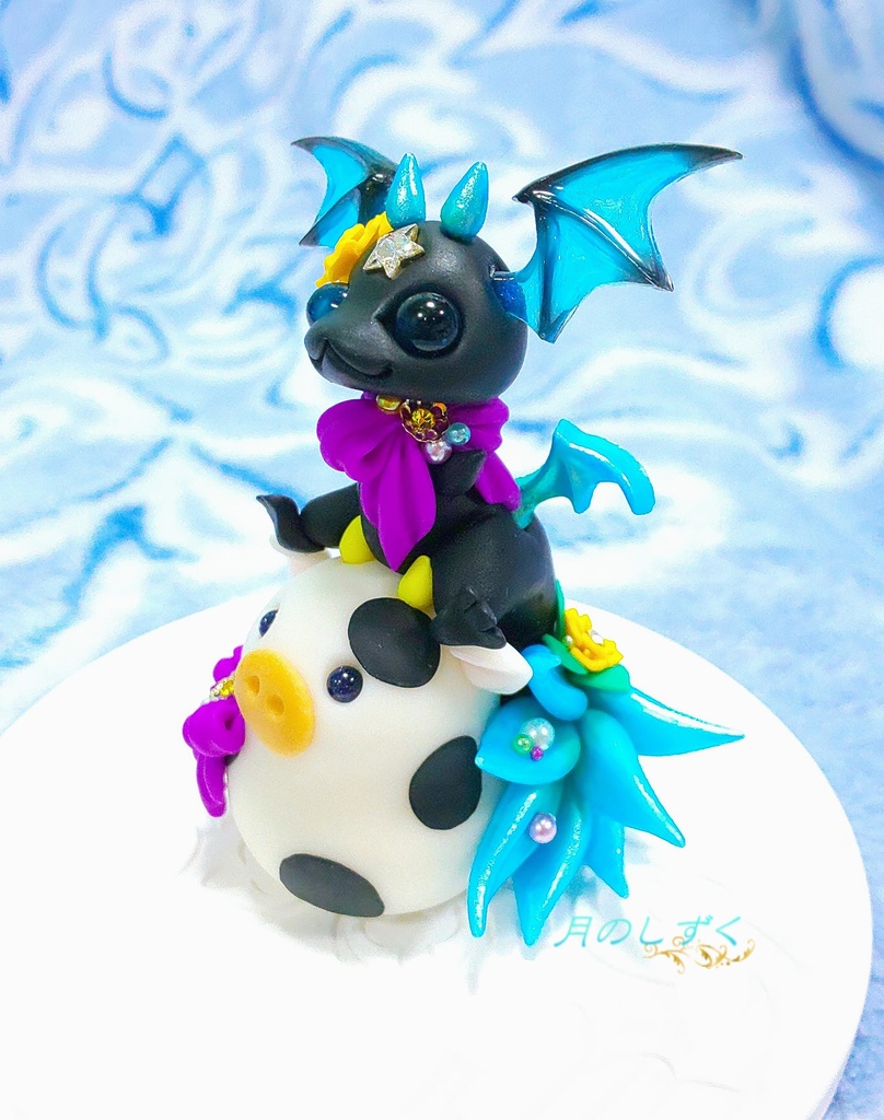 【116】お正月限定!!干支丑に乗るちび悪魔ドラゴン(パールブルー)