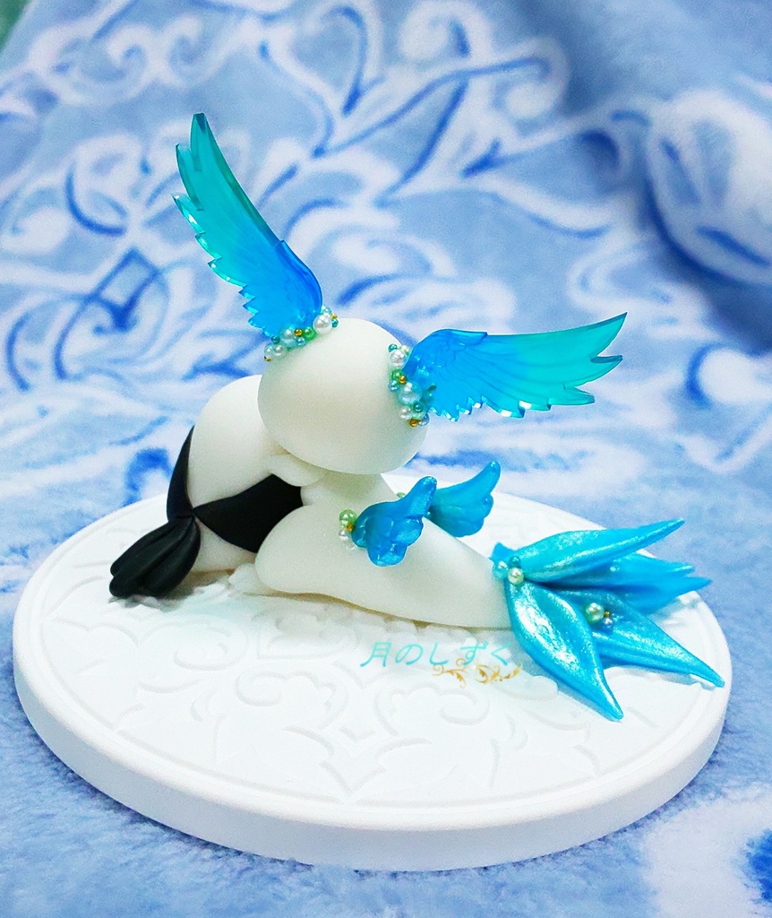 【117】お正月限定!! シマエナガ大好き羽耳ドラゴン(パールブルー)