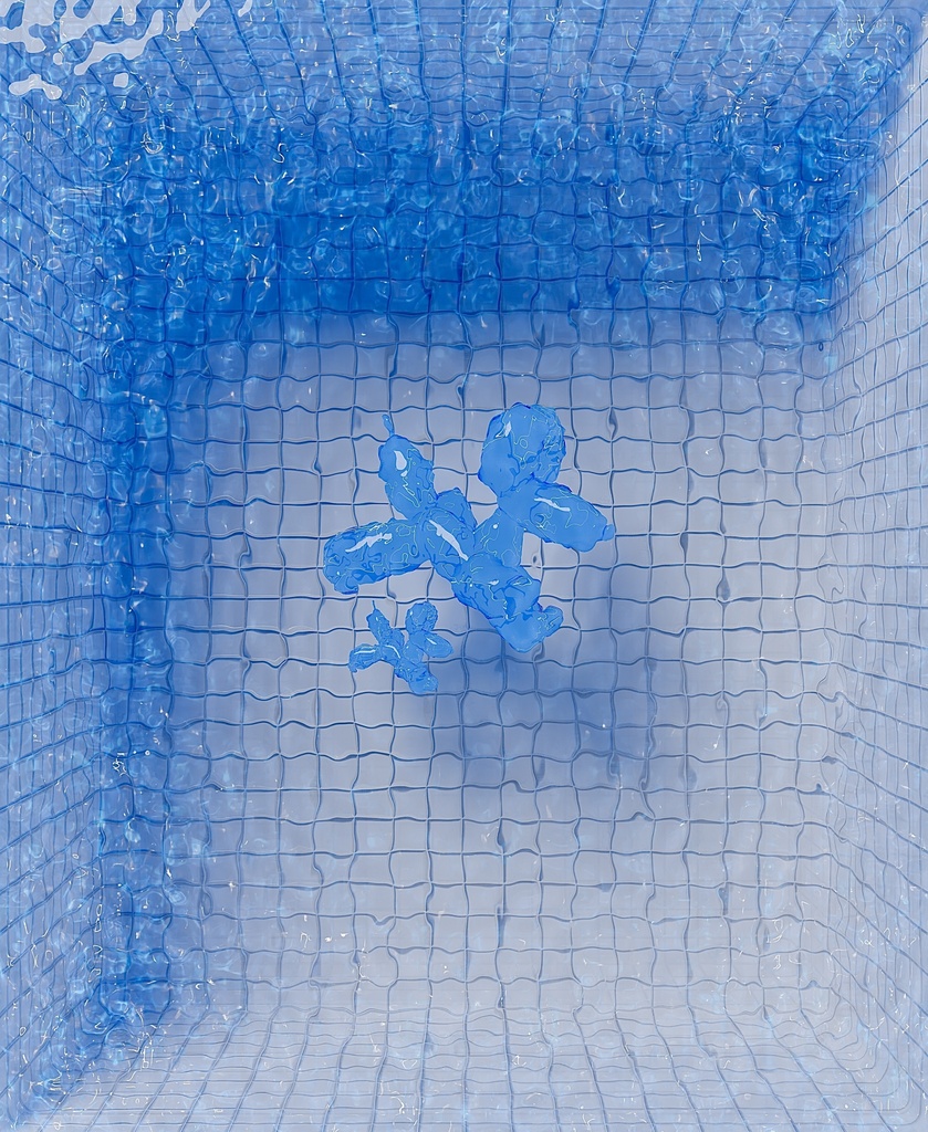 pool dog アートキャンバス(親子)
