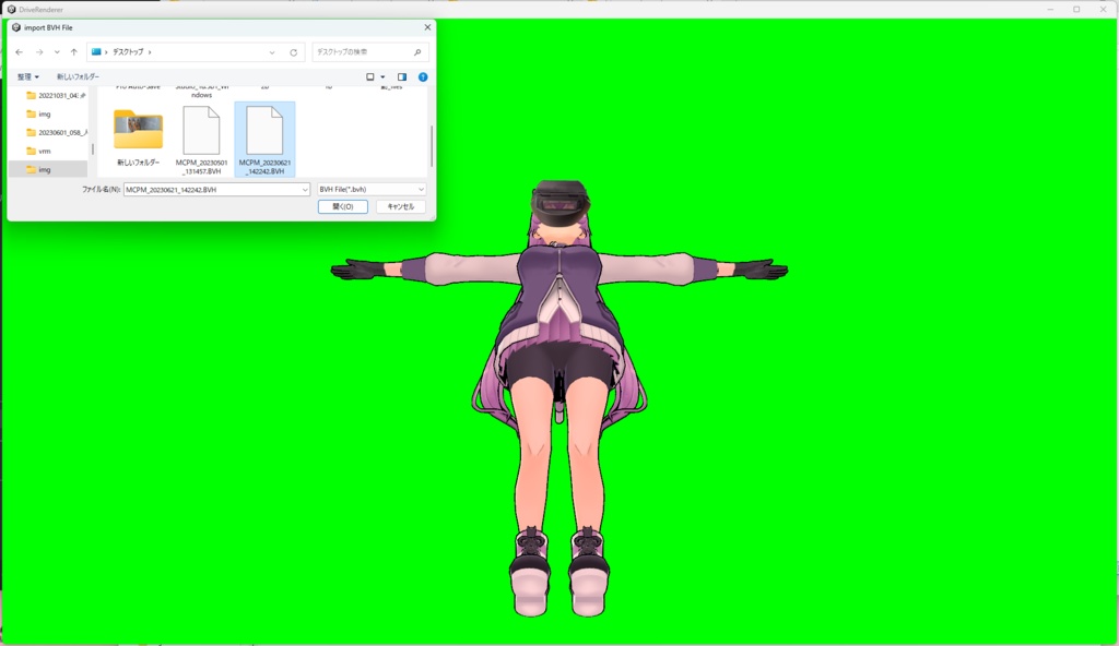 SelfieRenderer mocopiモーションで自撮り動画素材作成支援