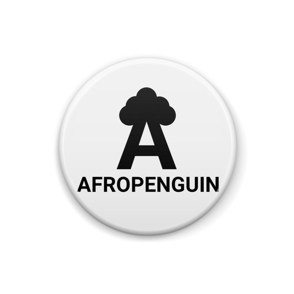 アフロペンギン・缶バッジロゴ白