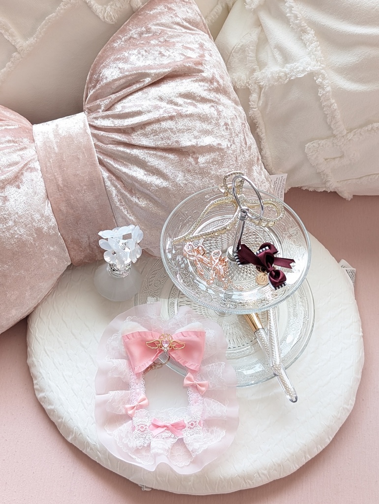 大きなリボンのピンクトレカケース