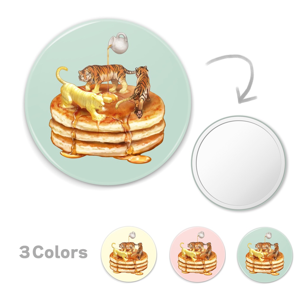 虎とバターとホットケーキ　缶ミラー