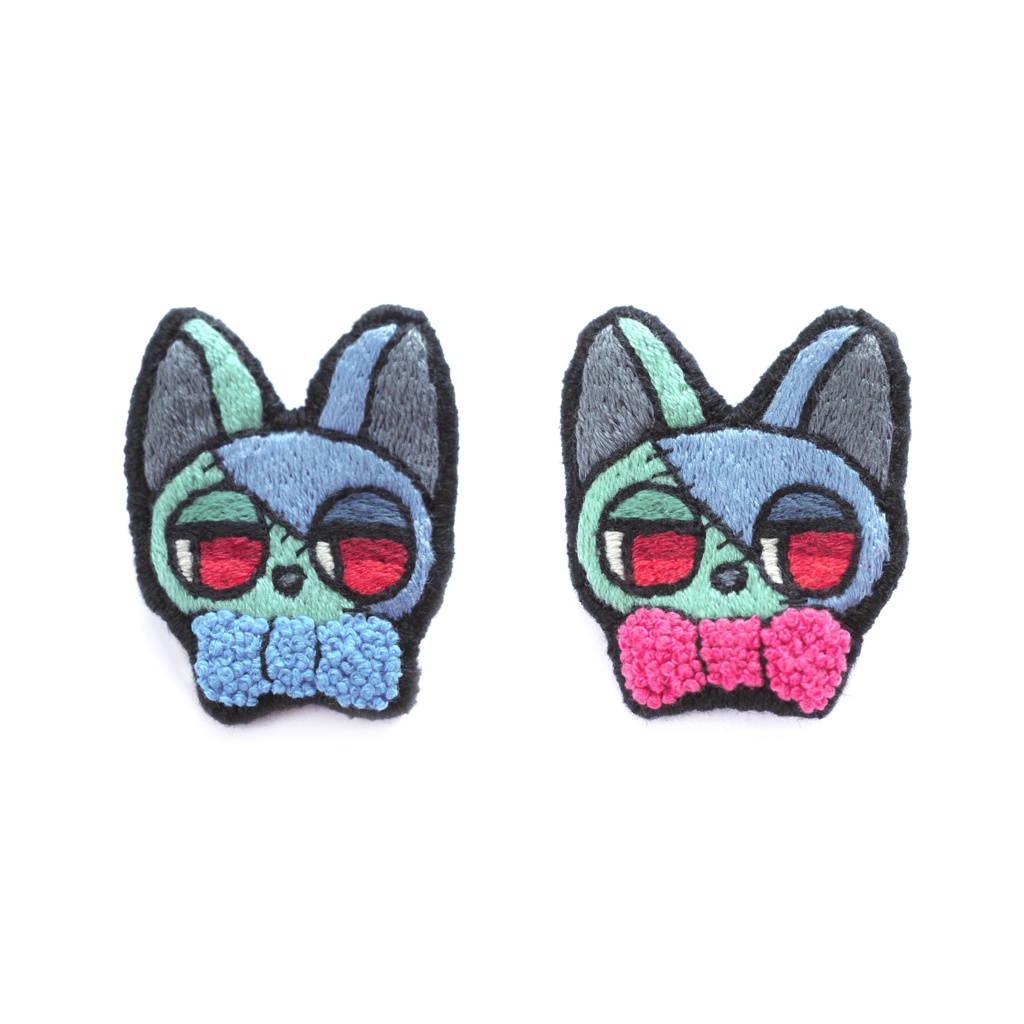 【ハロウィン2025】フランケンゾンビの猫たち【刺繍ブローチ】