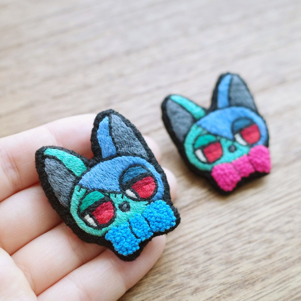 【ハロウィン2025】フランケンゾンビの猫たち【刺繍ブローチ】