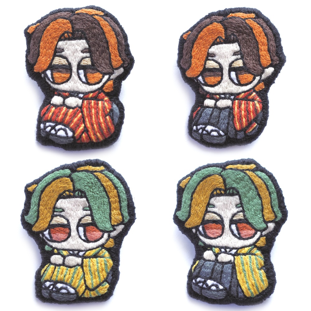 秋色の和服の子たち 2025【刺繍ブローチ】