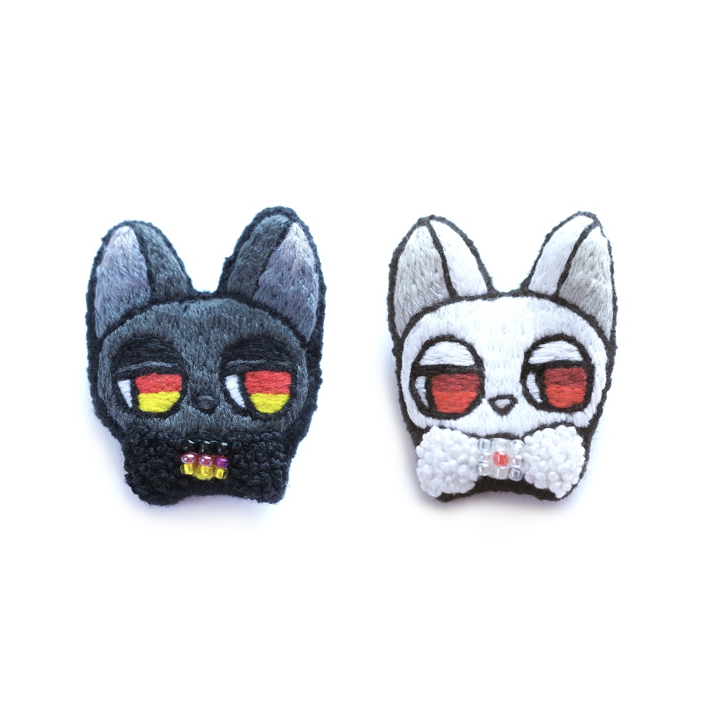 【ドイツと日本】世界の猫たち#001【刺繍ブローチ】