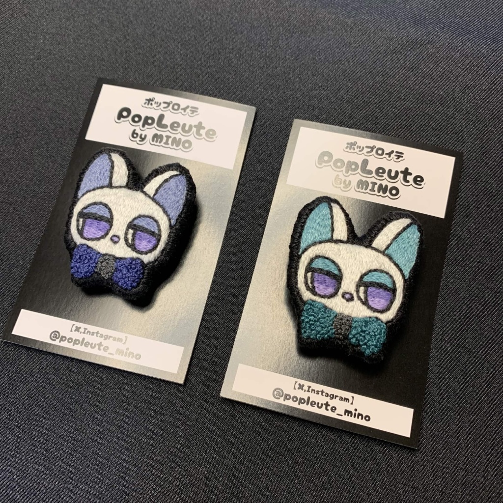 【手刺繍ブローチ（猫シリーズ）】冬カラーの猫たち