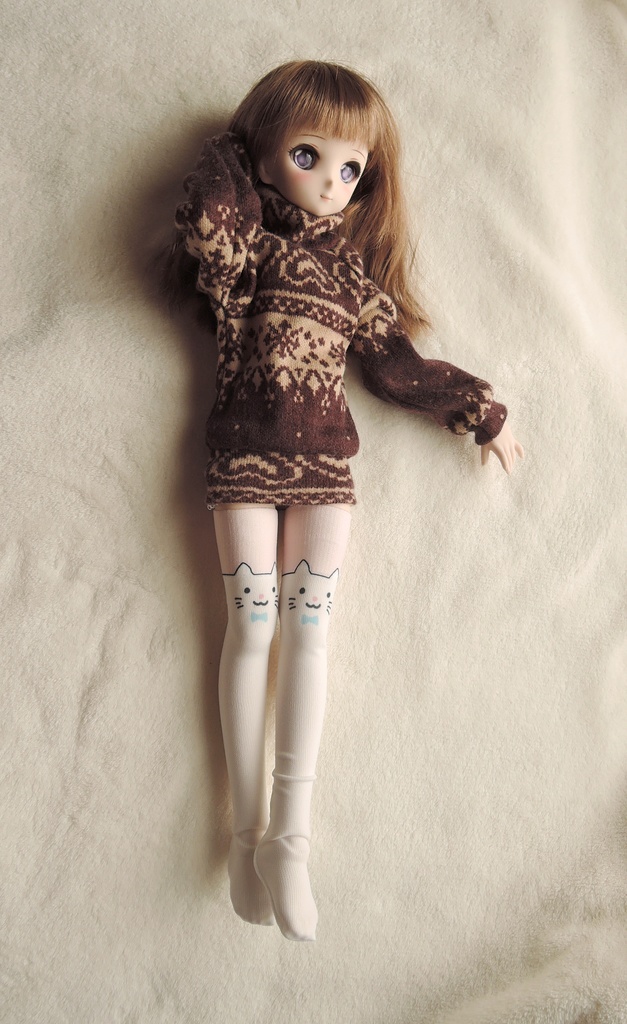 再販 1/3ドール用 ニーソックス オリジナルプリント 白猫ver.2