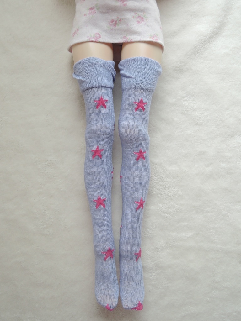 Booth特集掲載作品【完売】1/3ドール向けニーソックス　お星さま　青×ピンク(one-of-a-kind)