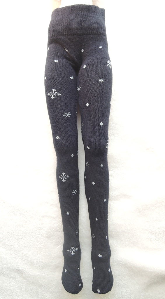 DD系サイズ タイツ スノーフレーク 濃紺/黒 tights for DD/smartdoll snowflake navy/black DDDy着用可能