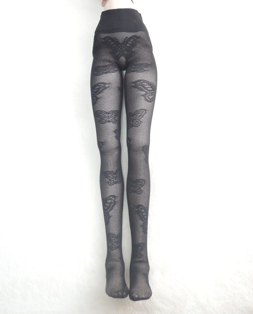 DD系サイズ ハイゲージタイツ シースルーバタフライ ブラック DDDy着用可