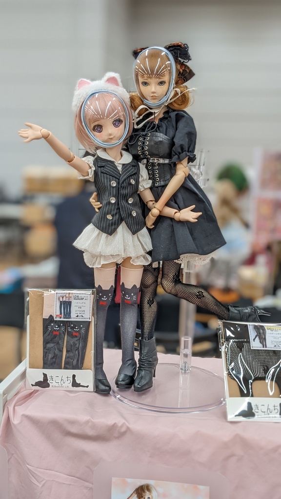 再販 1/3ドール用フリーサイズ ハイソックス オリジナルプリント 黒猫