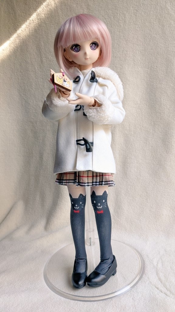 再販 1/3ドール用フリーサイズ ハイソックス オリジナルプリント 白猫