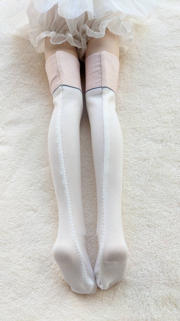 再販 1/3ドール用フリーサイズ ハイソックス オリジナルプリント 白猫