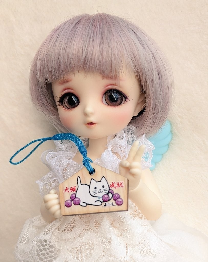 ドール用絵馬 うさぎさん・白猫とボール・茶トラ&三毛 小さいドールから大きいドールまで楽しめるミニチュア絵馬