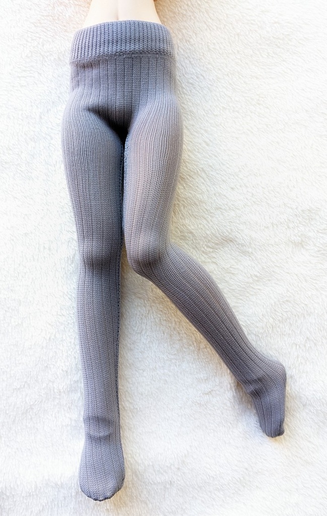 MDD系サイズ タイツ リブニット グレー